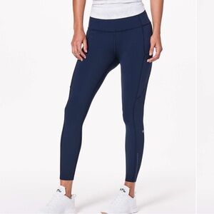 Lululemon Fast & Free 7/8 Tight II True Navy Blue Size 6 - 25" Inseam